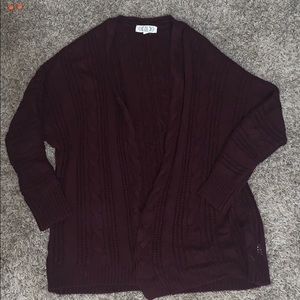 Pink rose cardigan, maroon color size medium